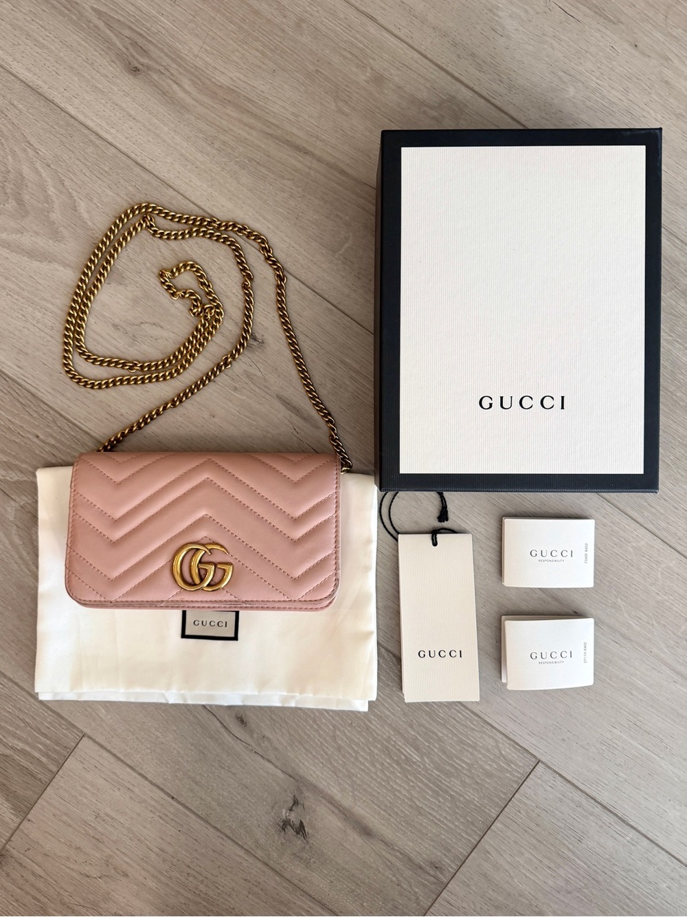 Gucci Pink Marmont 2.0 w/ tags, box, dust bag